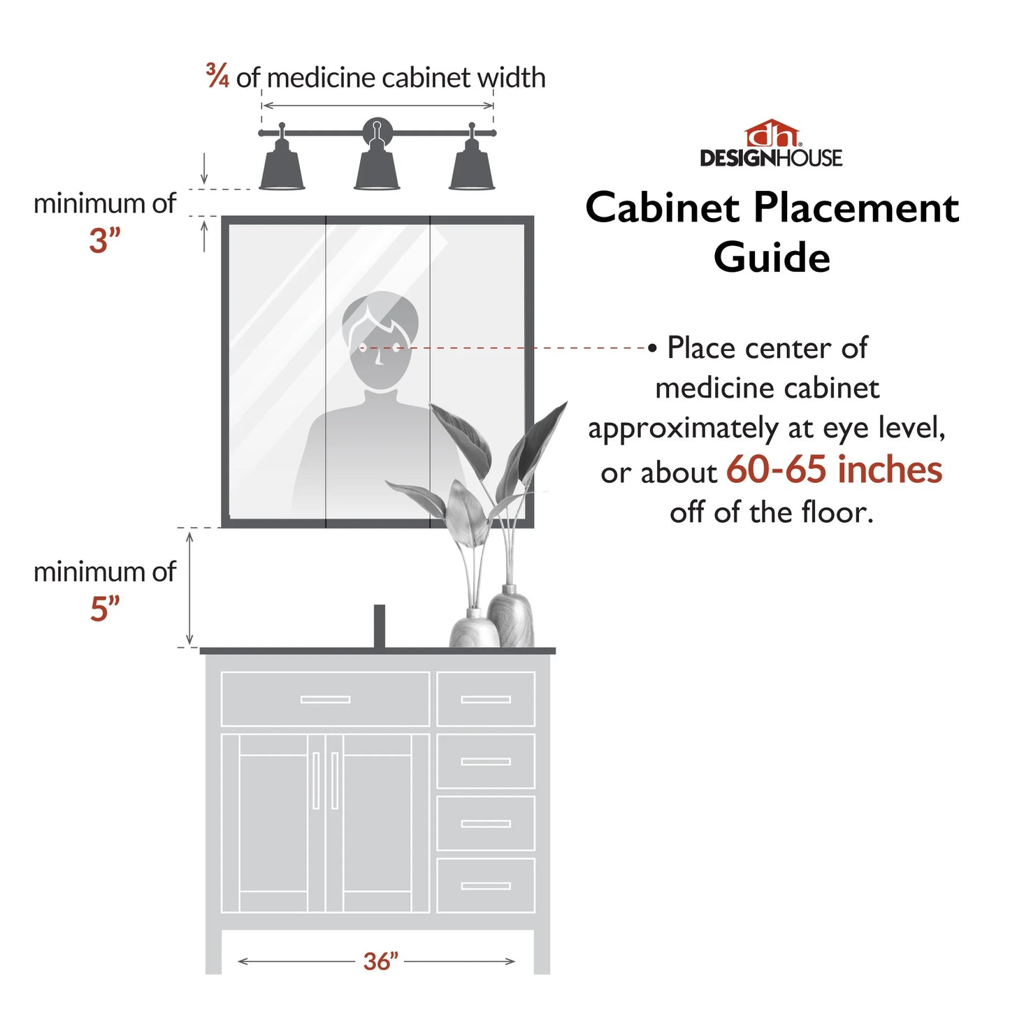 Design House Ventura 24" Wall Mounted Mirrored Bathroom Medicine Cabinet, Espresso