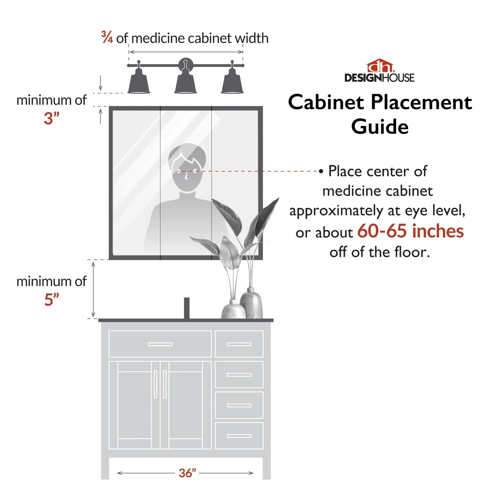 Design House Ventura 24" Wall Mounted Mirrored Bathroom Medicine Cabinet, Espresso