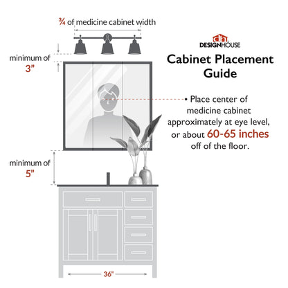 Design House Ventura 24" Wall Mounted Mirrored Bathroom Medicine Cabinet, Espresso
