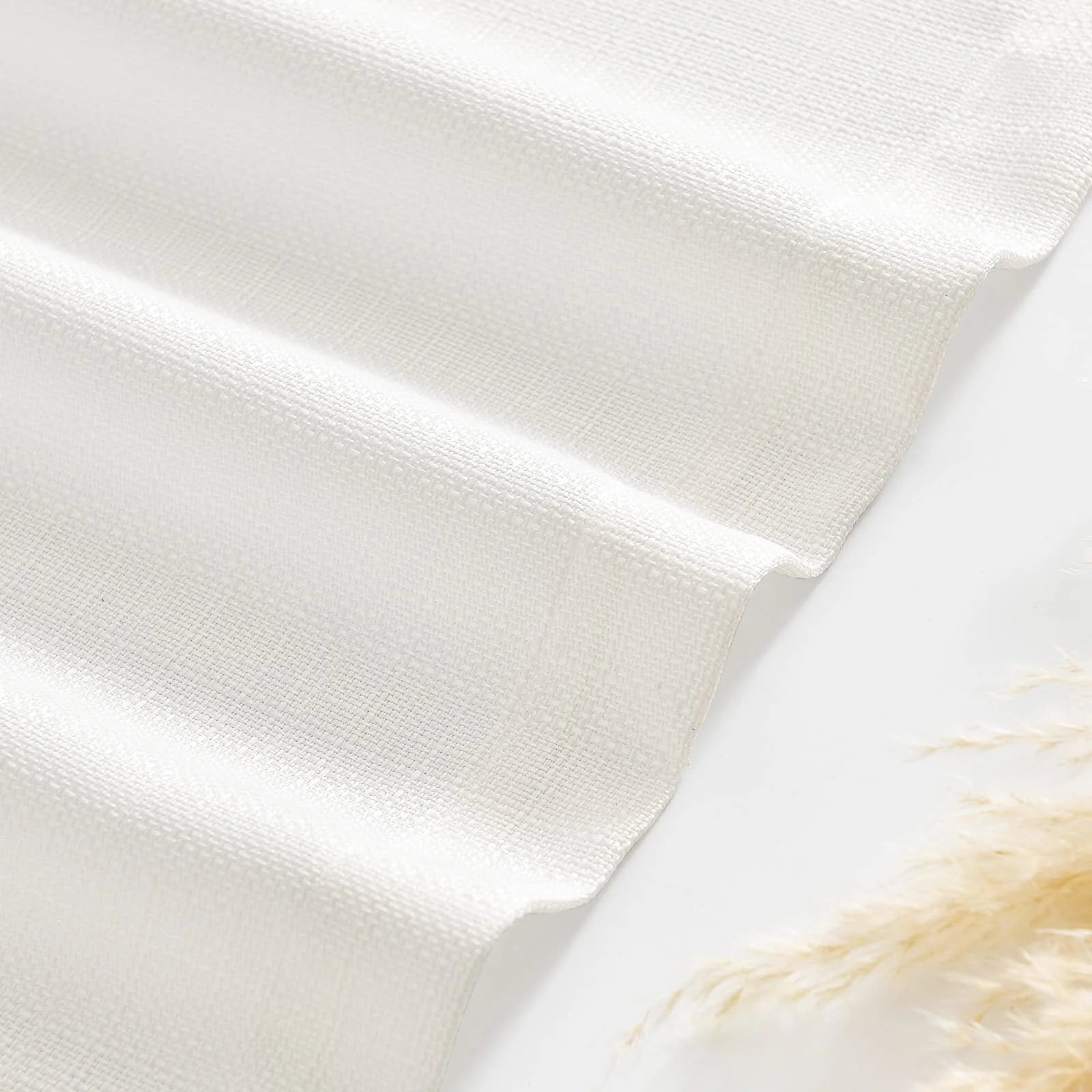 CURTAINKING Cream White Kitchen Curtains 24 inch Linen Textured Cafe Curtains for Bathroom Farmhouse Light Filtering Tier Curtains Rod Pocket 2 Panels