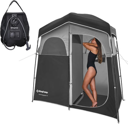 KingCamp Shower Tent, Portable Camping Bathroom Tent with 5 Gallon Solar Heated Bag, Outdoor Privacy Changing Room Tent, Privacy Shelter for Toilet, Dressing Outdoor Camping, Hiking