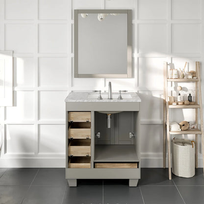 Eviva Bathroom Vanity Acclaim C. 30" Transitional Gray with White Carrara Marble Counter-Top