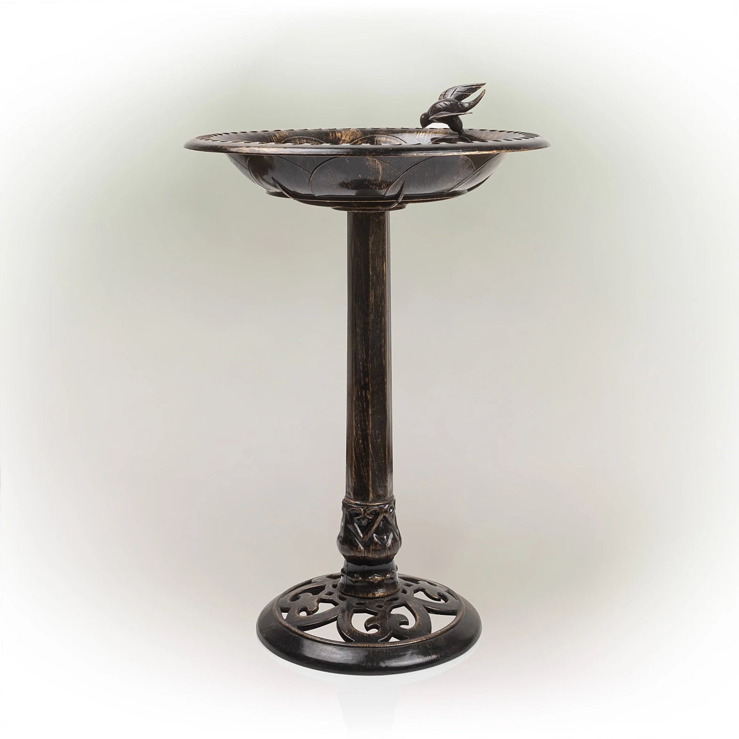 Alpine Corporation 26-inch Bronze Polyresin Bird Bath with Bird Figurine