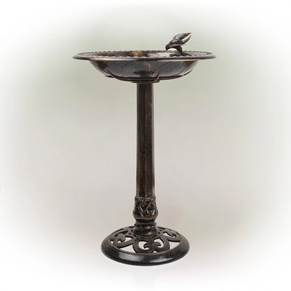 Alpine Corporation 26-inch Bronze Polyresin Bird Bath with Bird Figurine