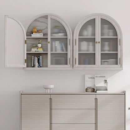 ANHDAH Arched Wall Cabinet Over Toilet, 2-Door Modern Medicine Storage with 2 Shelves. Space-Saving Mounted Organizer for Bathroom Towels & Cosmetics.