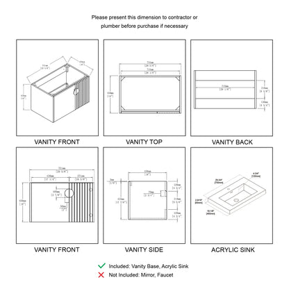 Floating & Wall Mounted Bathroom Vanity Set with Acrylic Sink