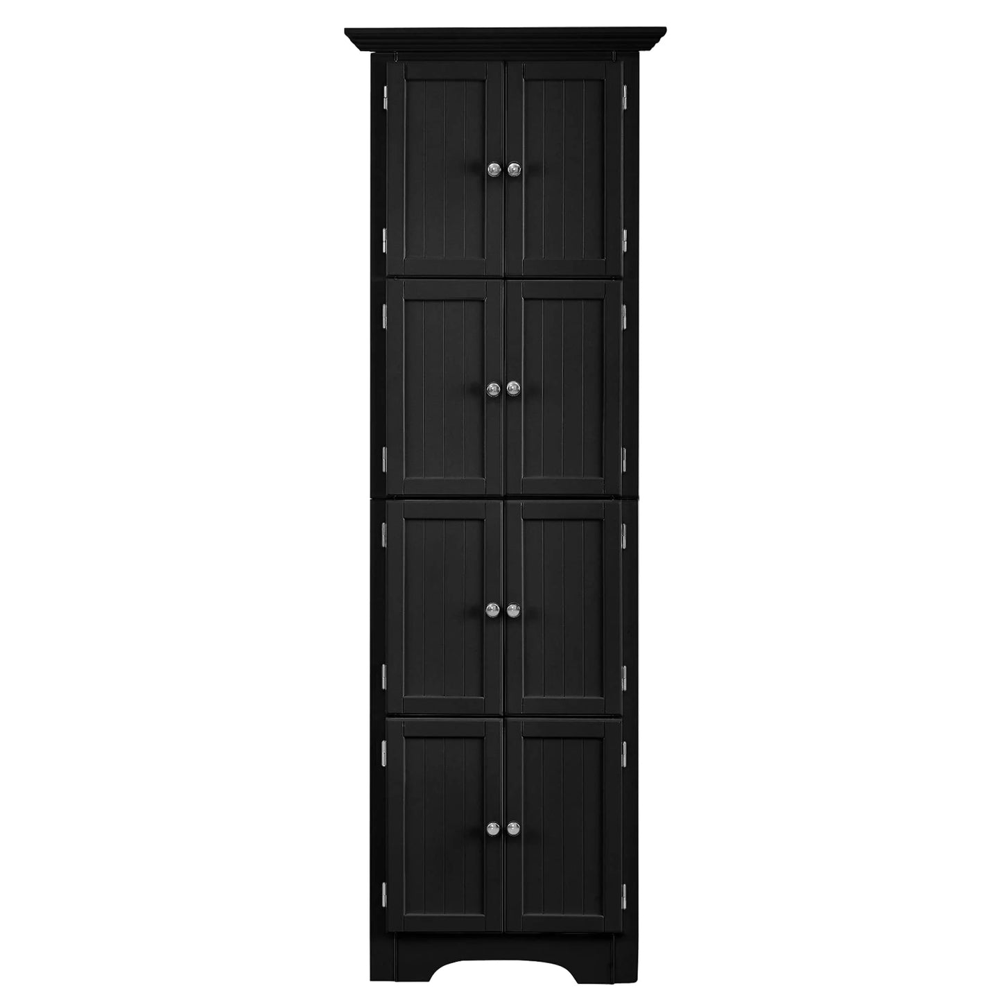 Royard Oaktree 72" Tall Corner Cabinet with 8 Doors and 4 Storage Shelves, Freestanding Bathroom Storage Cabinet, 4-tier Kitchen Pantry Storage Cabinet for Bathroom, Living Room, Office (Black)