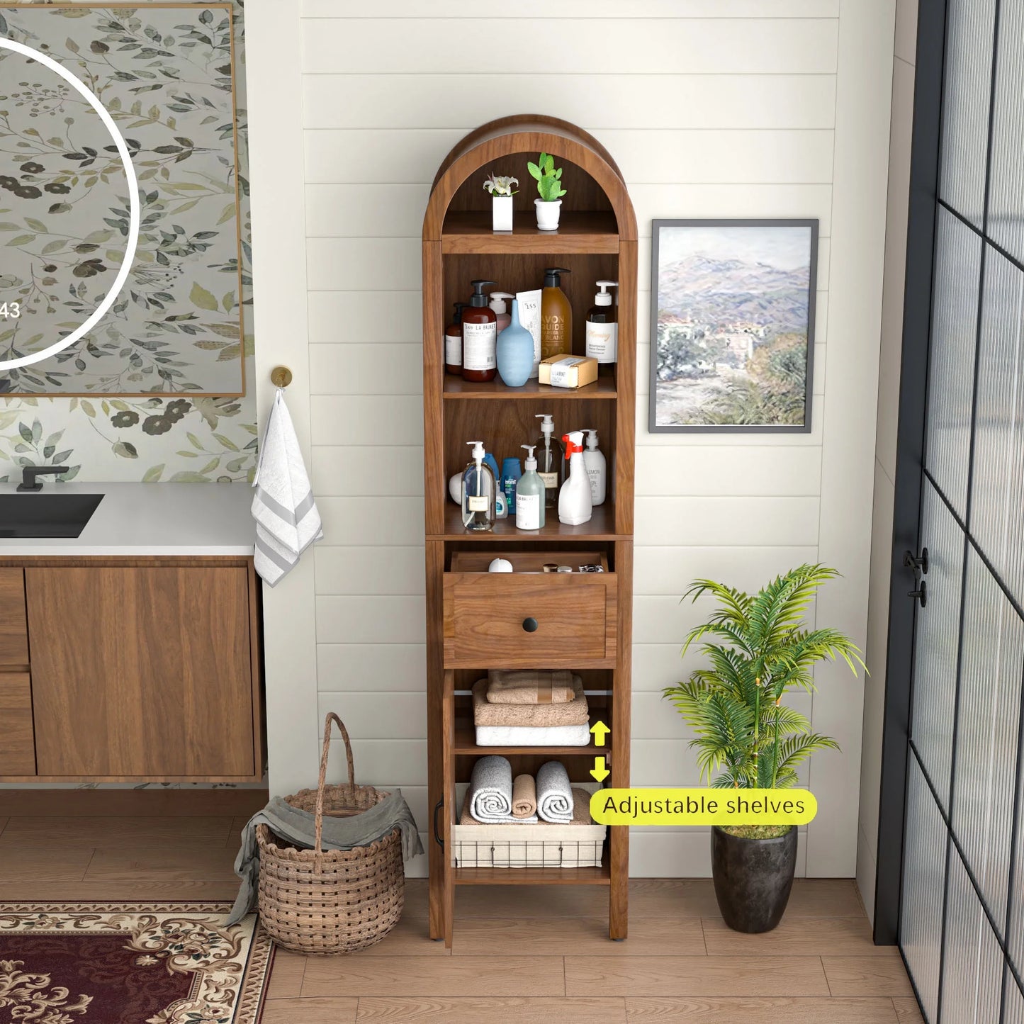 Furtivusia Bathroom Storage Cabinet Narrow Tall Cabinet Storage Tower with Door and Drawer