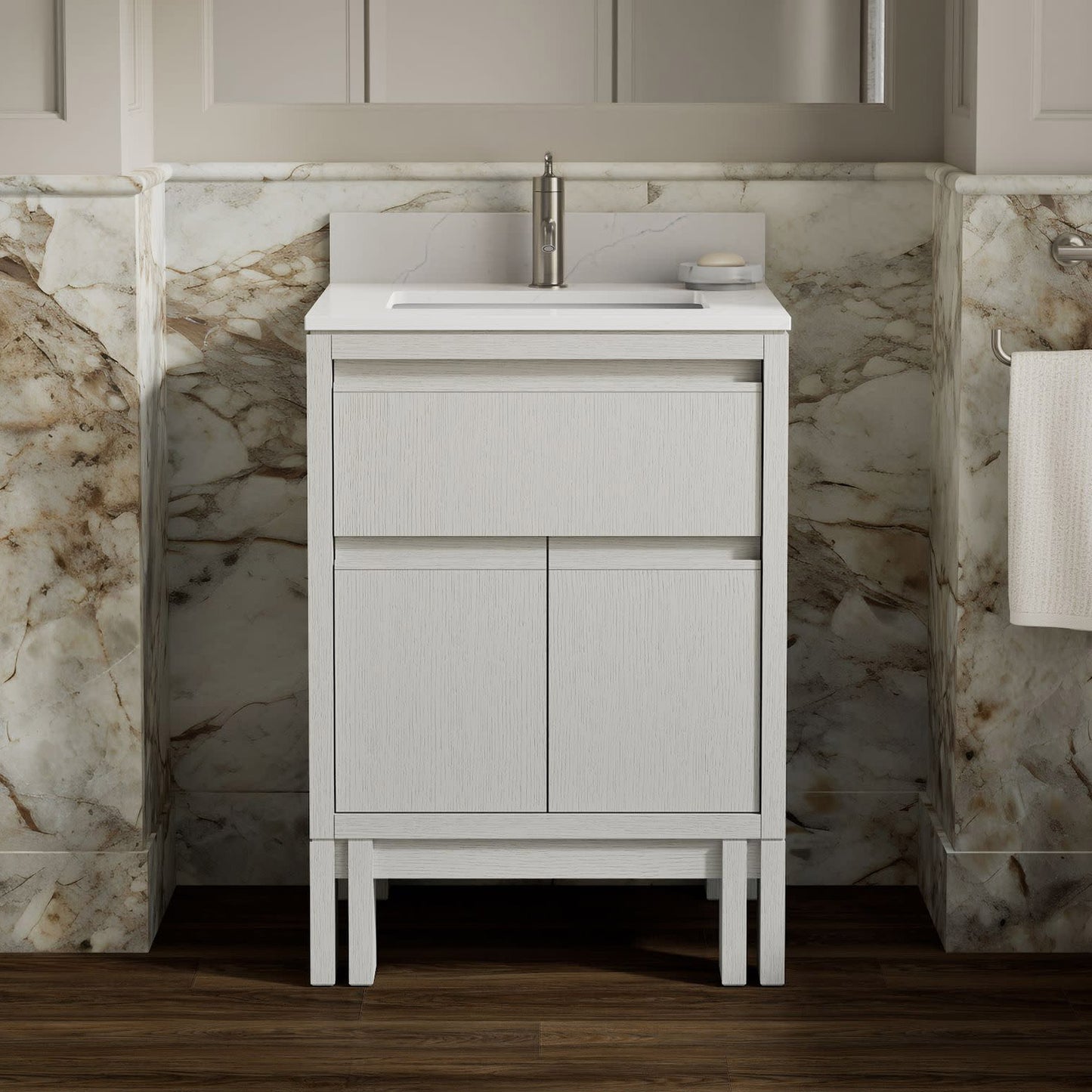 Kohler Solive Bathroom Vanity with Sink and Quartz Top in White