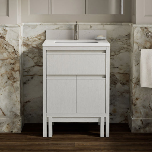 Kohler Solive Bathroom Vanity with Sink and Quartz Top in White