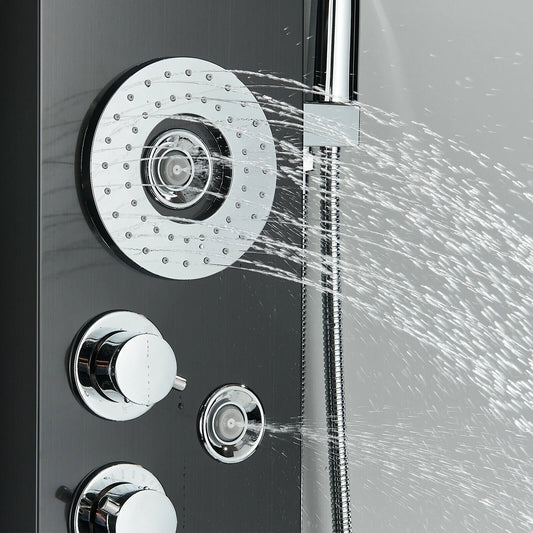Bathroom Senlesen Stainless Steel LED Shower Panel Tower Faucet Set System Massage Body Jet