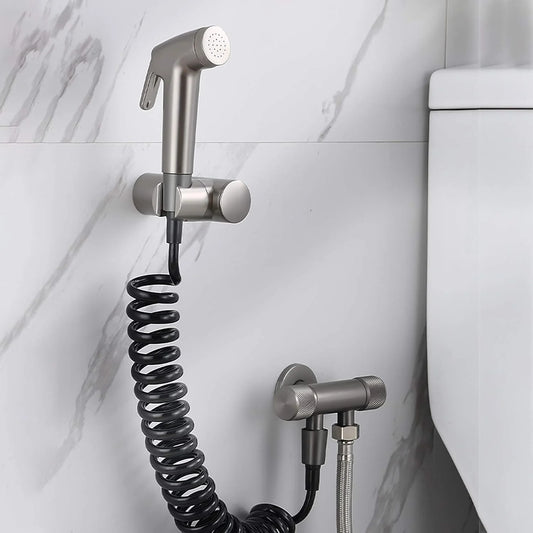 Handheld Bidet Sprayer for Toilet, Brass Portable Cloth Diaper Sprayer Set Single Cold Water Bathroom Bidet Sprayer Kit with PVC Shower Hose for Pet Bathing,Gray