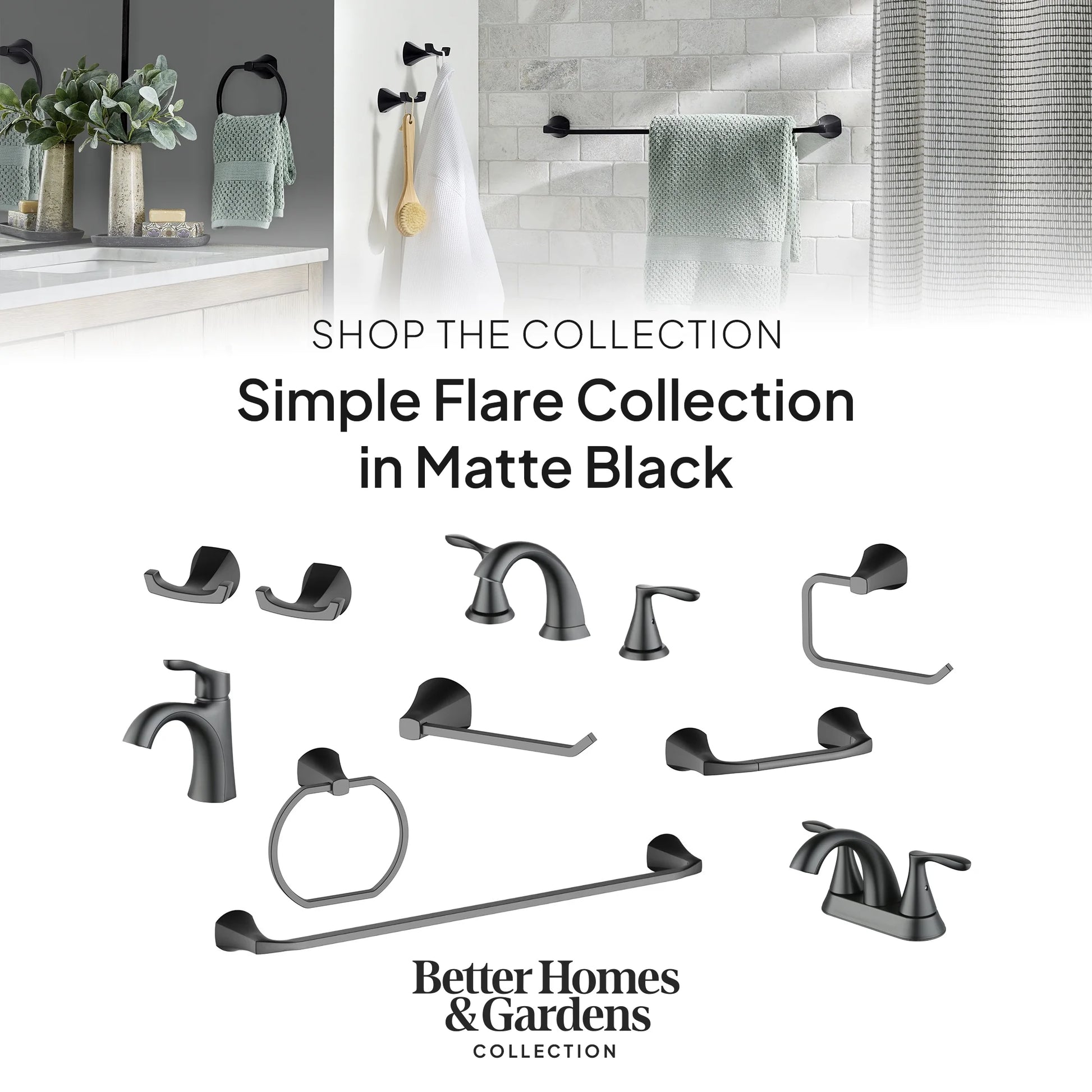 (2 pack) Better Homes & Gardens Simple Flair 4" Centerset Bathroom Faucet in Matte Black