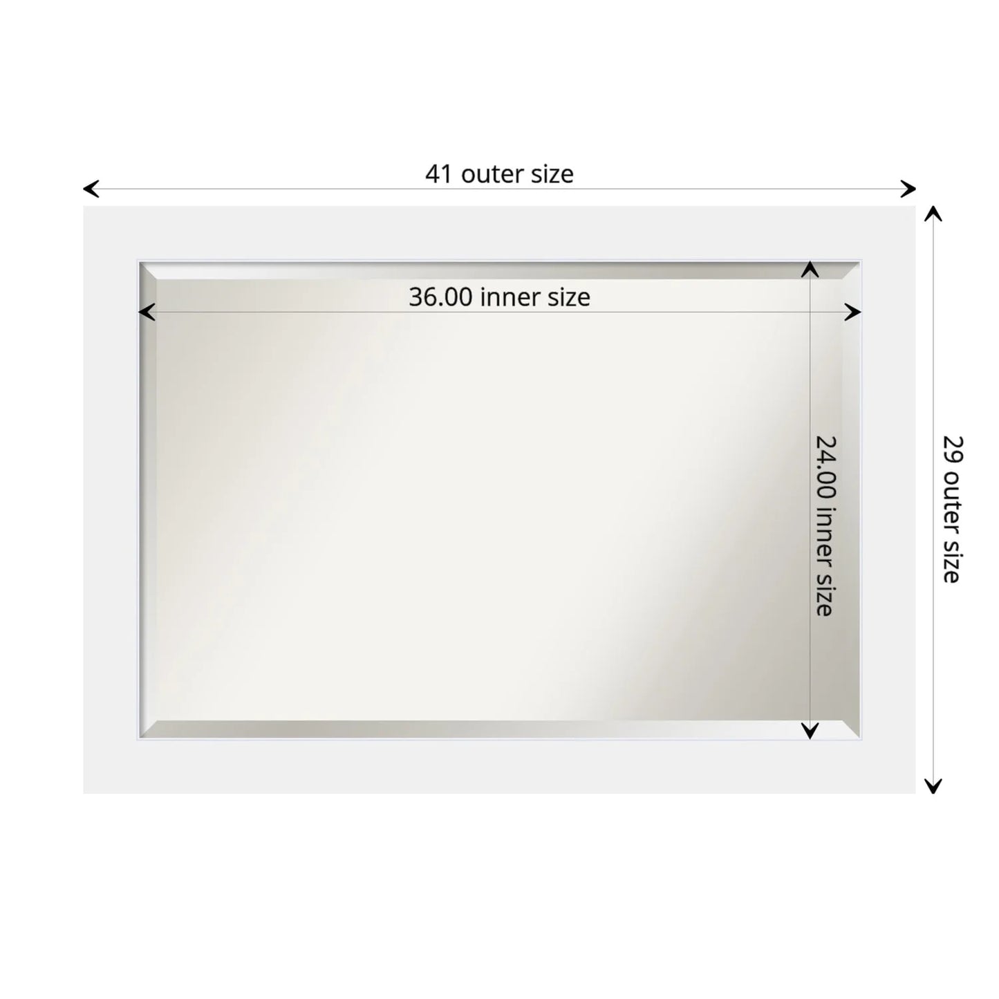Amanti Art Beveled Wood Bathroom Wall Mirror - Corvino White Frame - Outer Size: 41 x 29 in