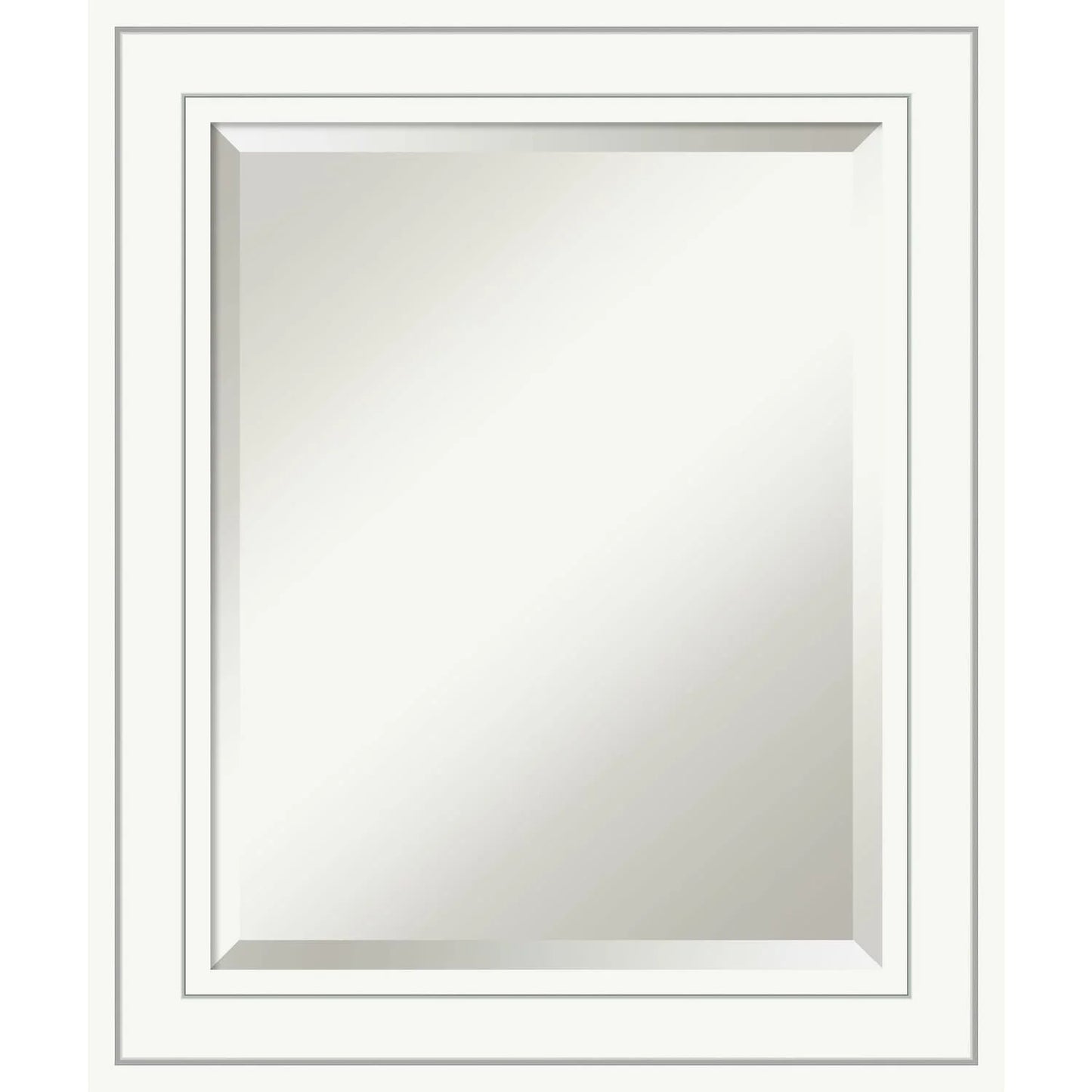 Amanti Art Beveled Wood Bathroom Wall Mirror - Craftsman White Frame Outer Size: 21 x 25 in