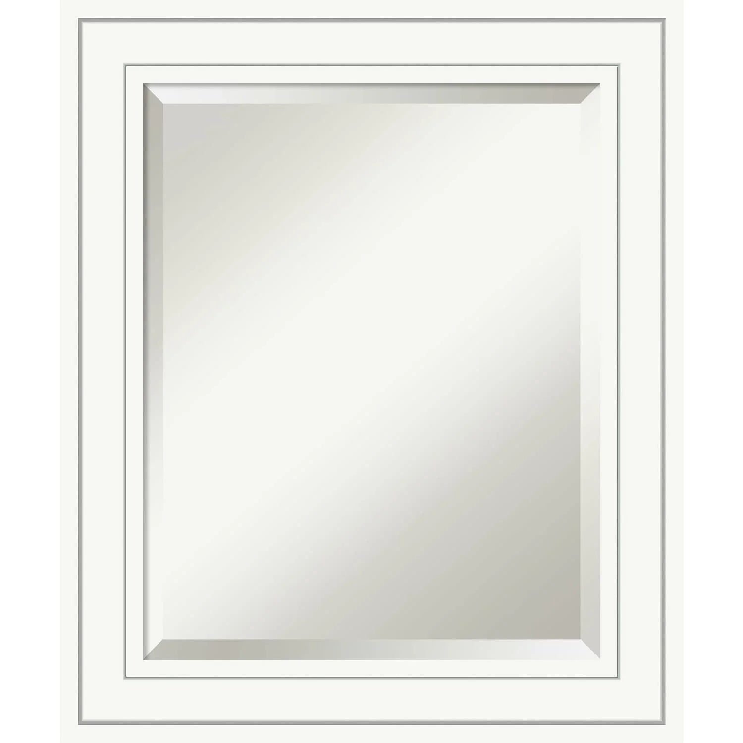 Amanti Art Beveled Wood Bathroom Wall Mirror - Craftsman White Frame Outer Size: 21 x 25 in