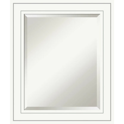 Amanti Art Beveled Wood Bathroom Wall Mirror - Craftsman White Frame Outer Size: 21 x 25 in