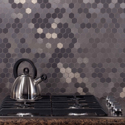 product image Aspect Peel and Stick Backsplash Honeycomb Champagne Matted Metal Tile 15 Sq Ft Kit for Kitchen and Bathrooms