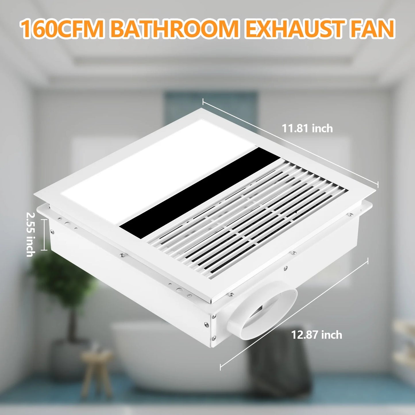 Bathroom Exhaust Fan, Heater, LED Light Combo, Bathroom Fan 2300 Watt Heater 100CFM