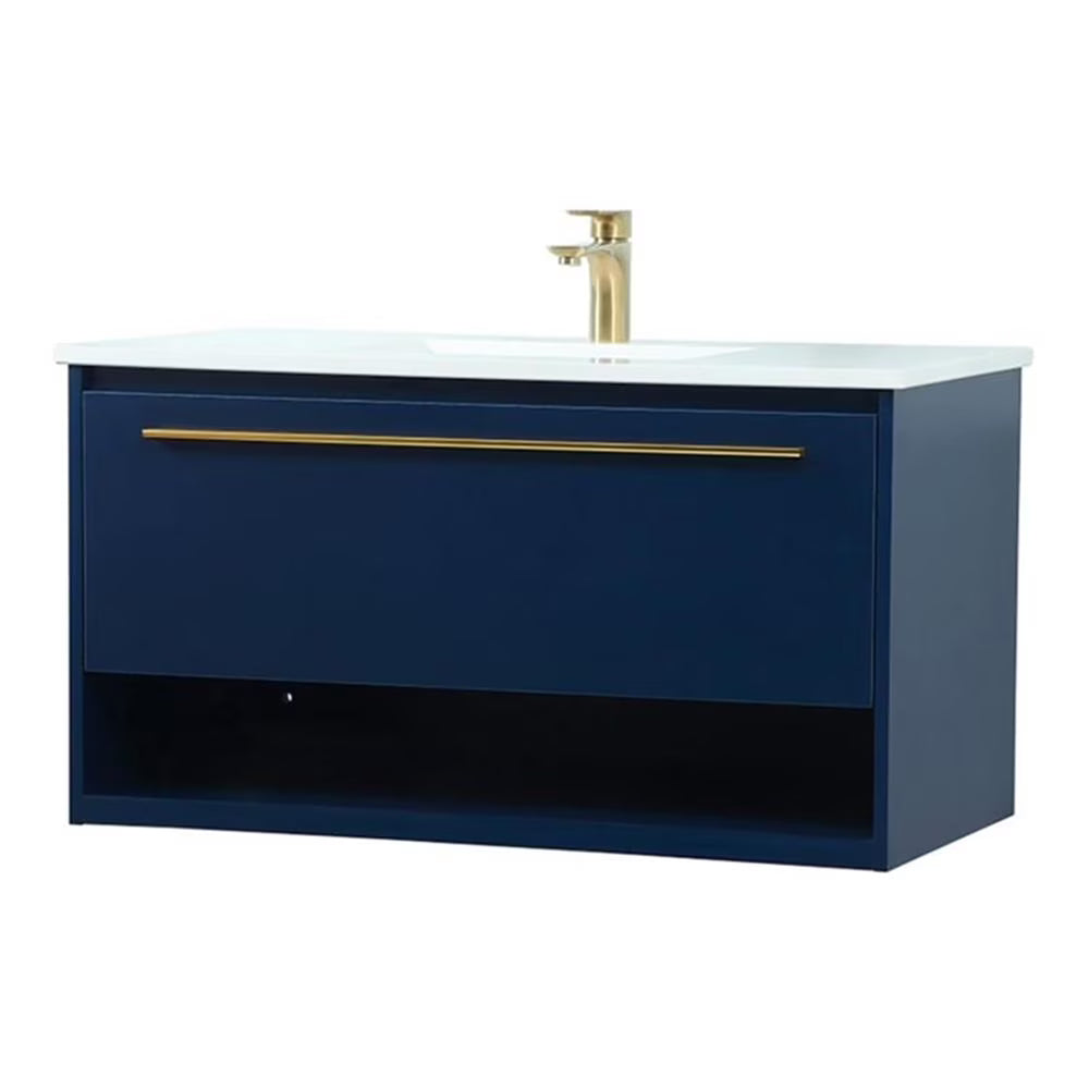 Elegant Kitchen and Bath 36 Inch Single Bathroom Vanity In Blue
