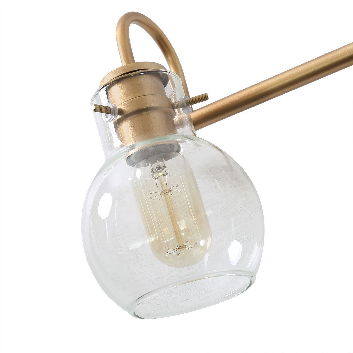 LNC 3-Light Gold Round Clear Glass Shade Modern Bathroom Vanity Lighting Fixutre