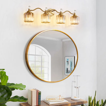 Deyidn 26" Modern 3-Light Black Gold Bathroom Vanity Light - Dimmable Bathroom Transitional Fixture with Crystal Glass Shades