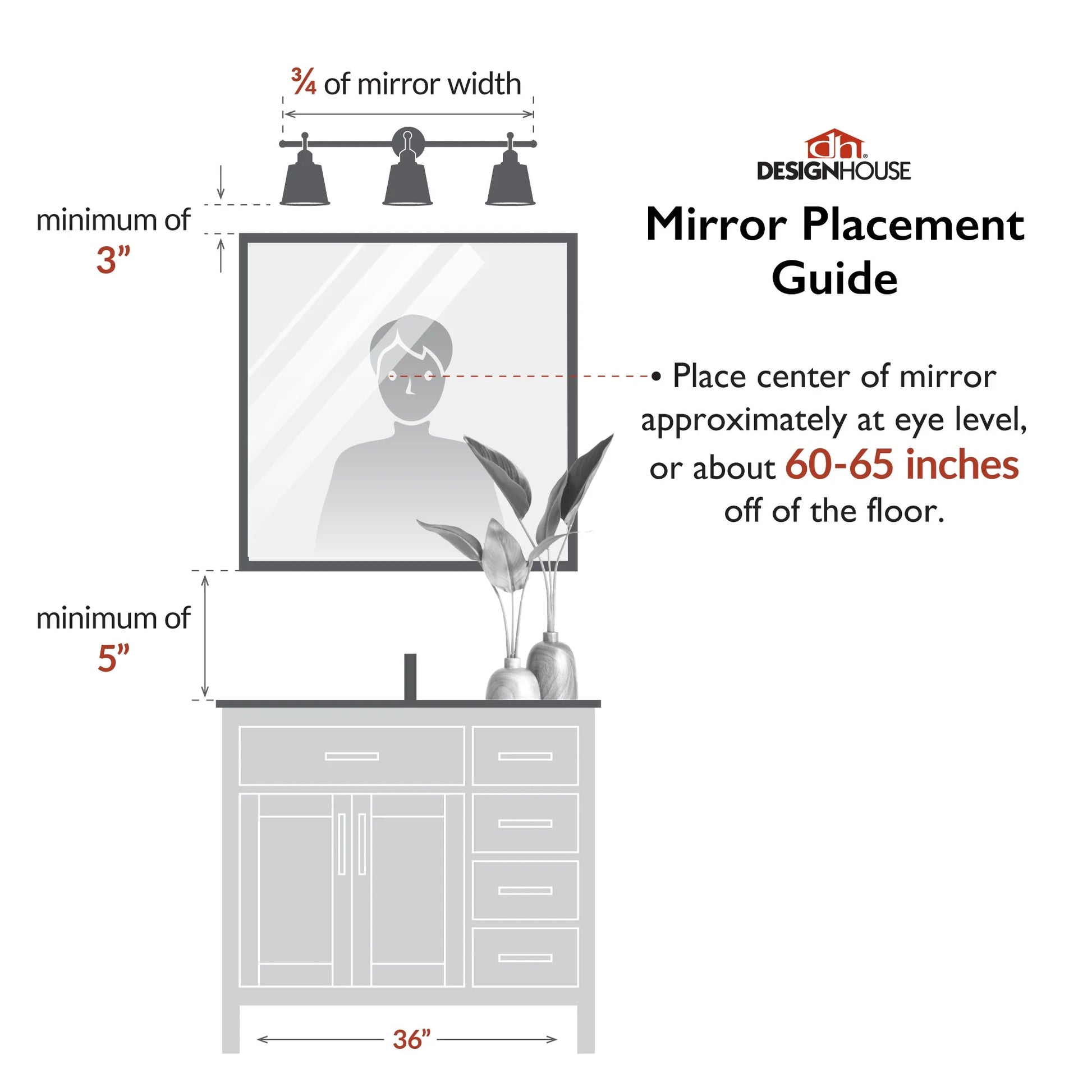 Isla Rectangle Wall Accent Mirror, 30" H x 20" L, Modern Metal Framed, Living Room, Bedroom, Bathroom Vanity Mirror, Gold �?Design House, 596510-GLD