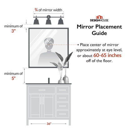 Isla Rectangle Wall Accent Mirror, 30" H x 20" L, Modern Metal Framed, Living Room, Bedroom, Bathroom Vanity Mirror, Gold �?Design House, 596510-GLD