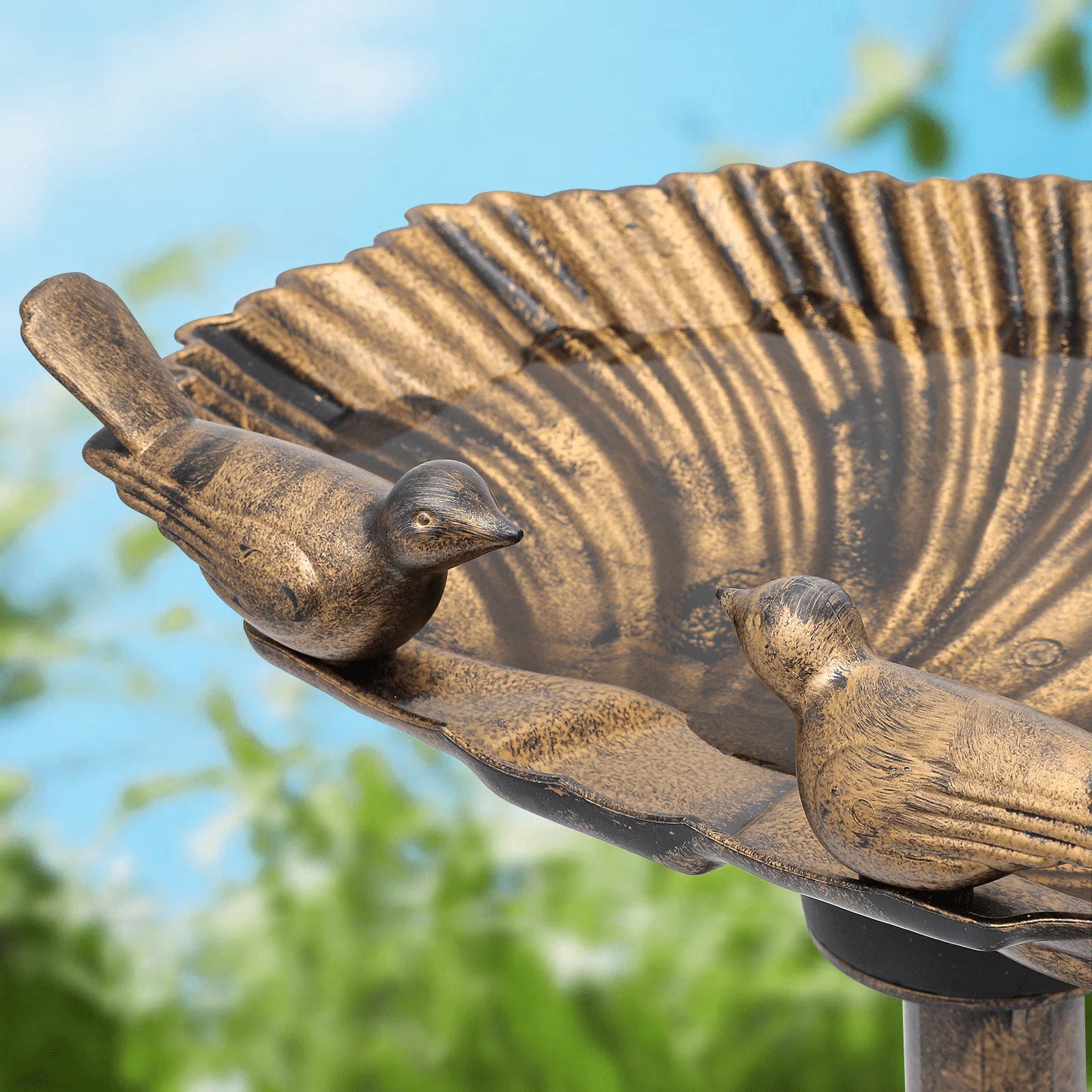 MoNiBloom Outdoor Pedestal Bird Bath with Solar Pumb, for Garden Patio Backyard Décor, Bronze