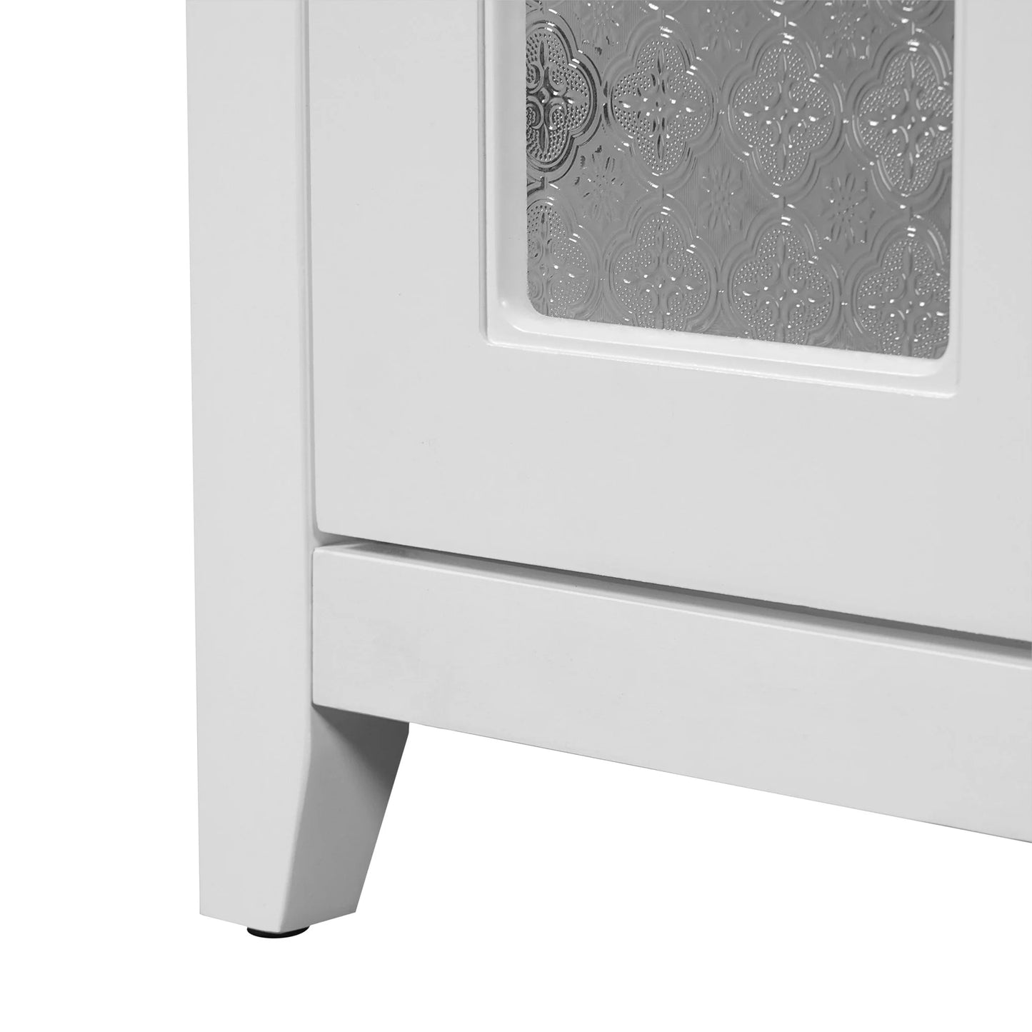 36-Inch Single Bathroom Vanity with Ceramic Top, 2 Glass Doors, Adjustable Shelves and Three Drawers