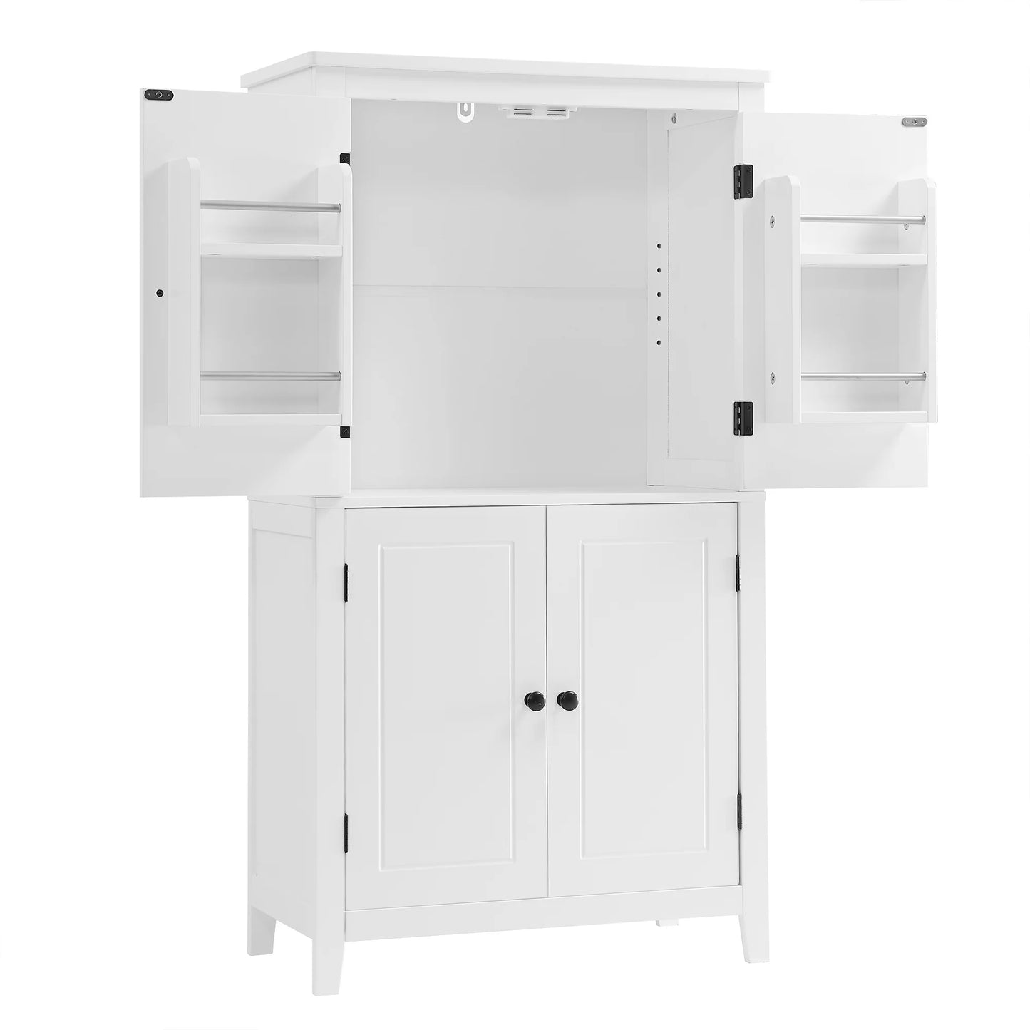 Bellemave Bathroom Floor Storage Cabinet with 4 Doors and Adjustable Shelf Freestanding Cabinet Multifunctional Small Storage Organizer for Living Room 23.6�?x 11.8�?x 43.3�?(White, 4 Doors)