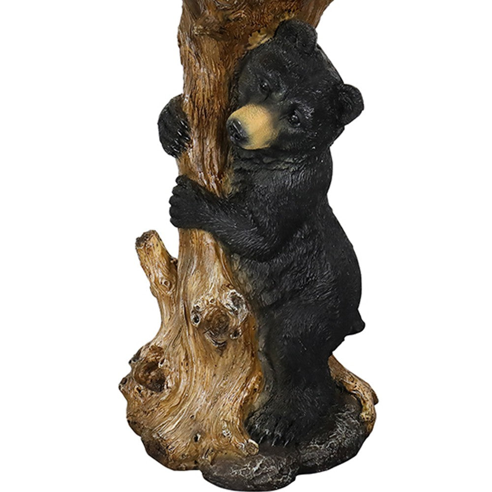 23.6��Tall Resin Outdoor Bird Baths for Garden - Outdoor Standing Birdbath with Bear Statue, Pedestal Birdbaths for Outdoors, Garden, Patio, Lawn, Backyard