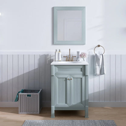 Hanover Callimont 24'' Vanity Cabinet with Sink Combo for Bathroom, Powder Room | Pre-Assembled Cabinet | Accent Mirror | Artificial Stone Countertop | Blue Cabinet | HANVN0106-24-0BL