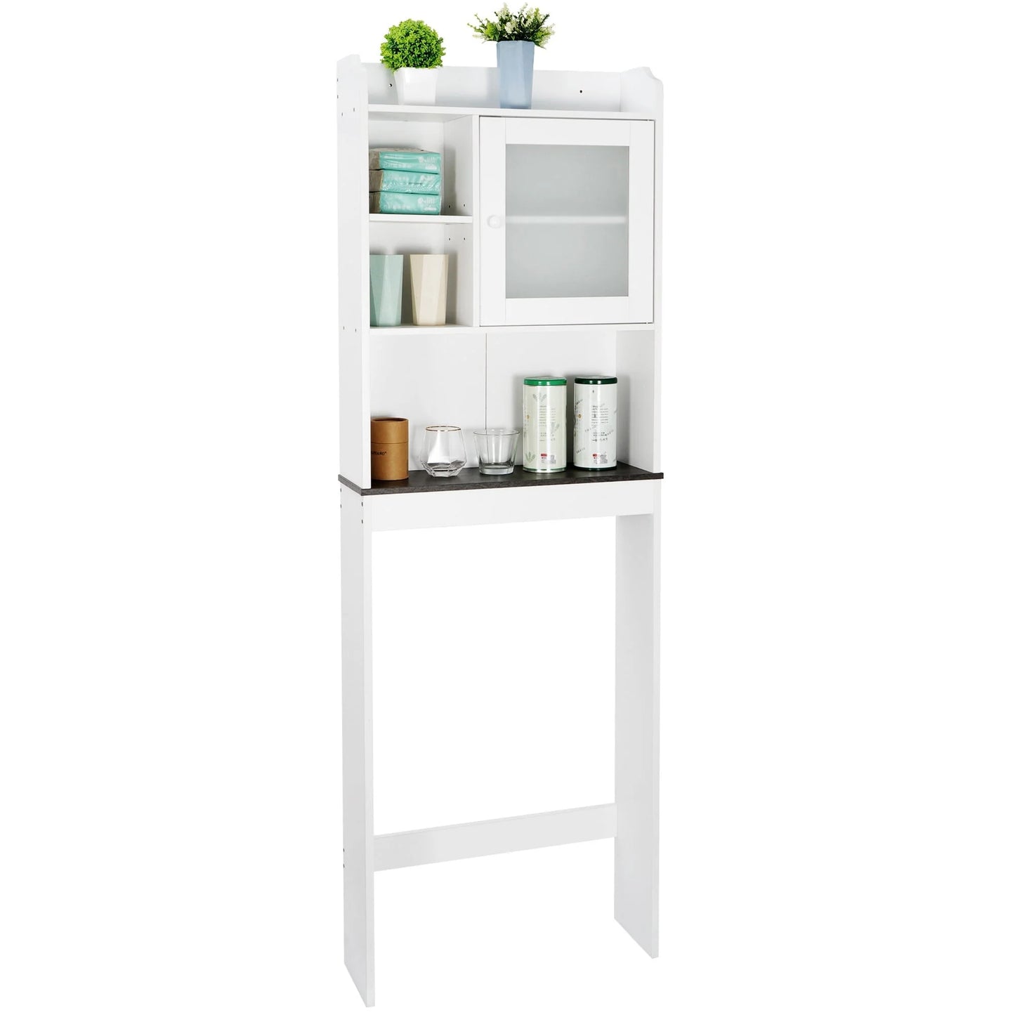 ZenSports Over The Toilet Storage Cabinet Organizer Bathroom Space Saver W/ Adjustable Shelves, White