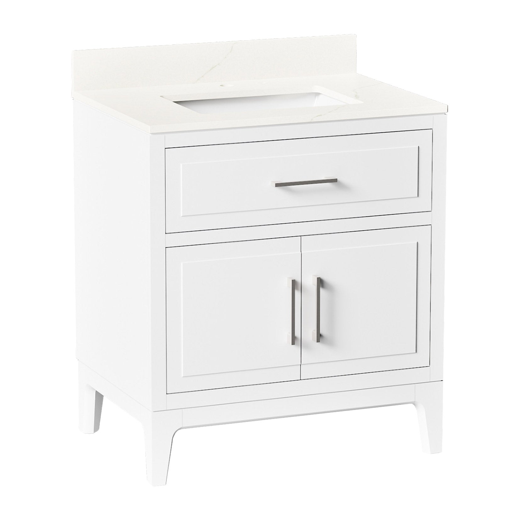 Tio Bathroom Vanity Cabinet with Sink and Quartz Top in White