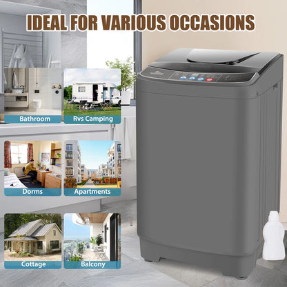Veeboto Portable Washing Machine, 15.6lbs Washer and Dryer Combo Machine with 10 Wash Programs/8 Water Levels, Laundry with LED Display & 1 Adjustable feet for Home, Apart, Bathroom