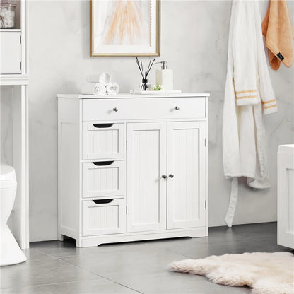 Yaheetech Free-Standing Floor Cabinet with Drawers and Doors for Bathroom,White