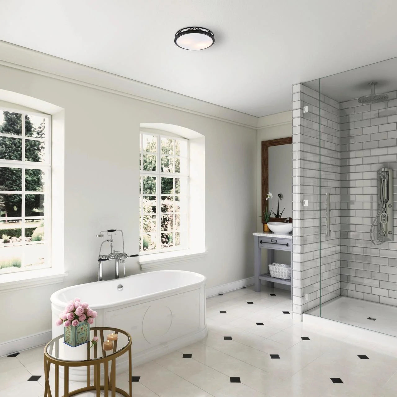 Good Housekeeping Roman Bathroom Ventilation Fan with Light, Brushed Nickel