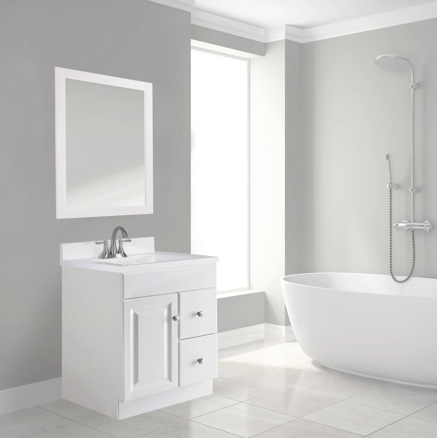 Design House Solid Wood 24" Wyndham 1-Door Ready to Assemble Bath Vanity Cabinet, White