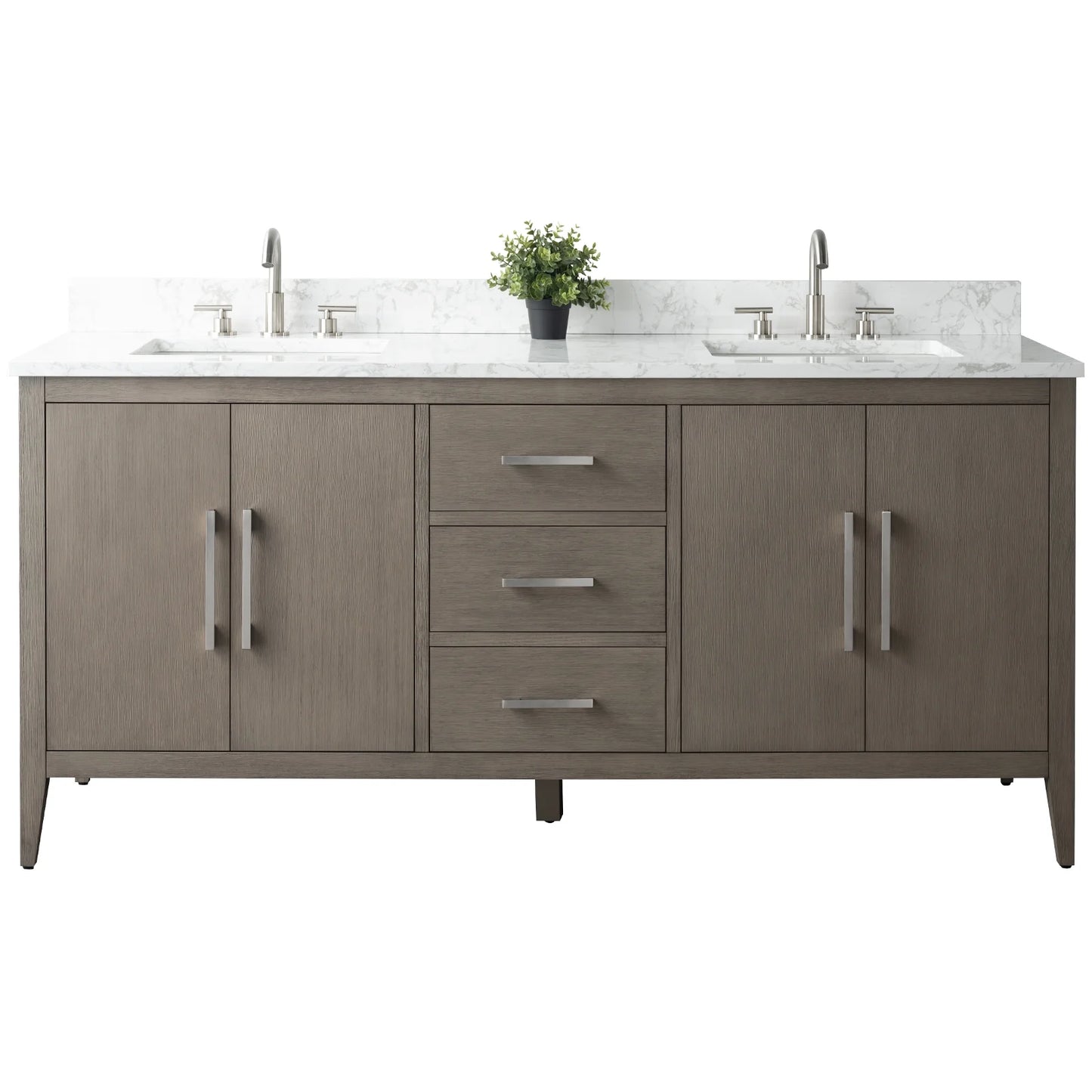 Vanity Art 72�� Double Sink Bathroom Vanity Cabinet with Engineered Marble Countertop