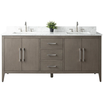 Vanity Art 72�� Double Sink Bathroom Vanity Cabinet with Engineered Marble Countertop