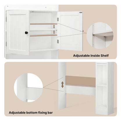 Aiho Over The Toilet Storage Cabinet, Bathroom Shelf Over Toilet, Bathroom Storage Cabinet Organizer - White