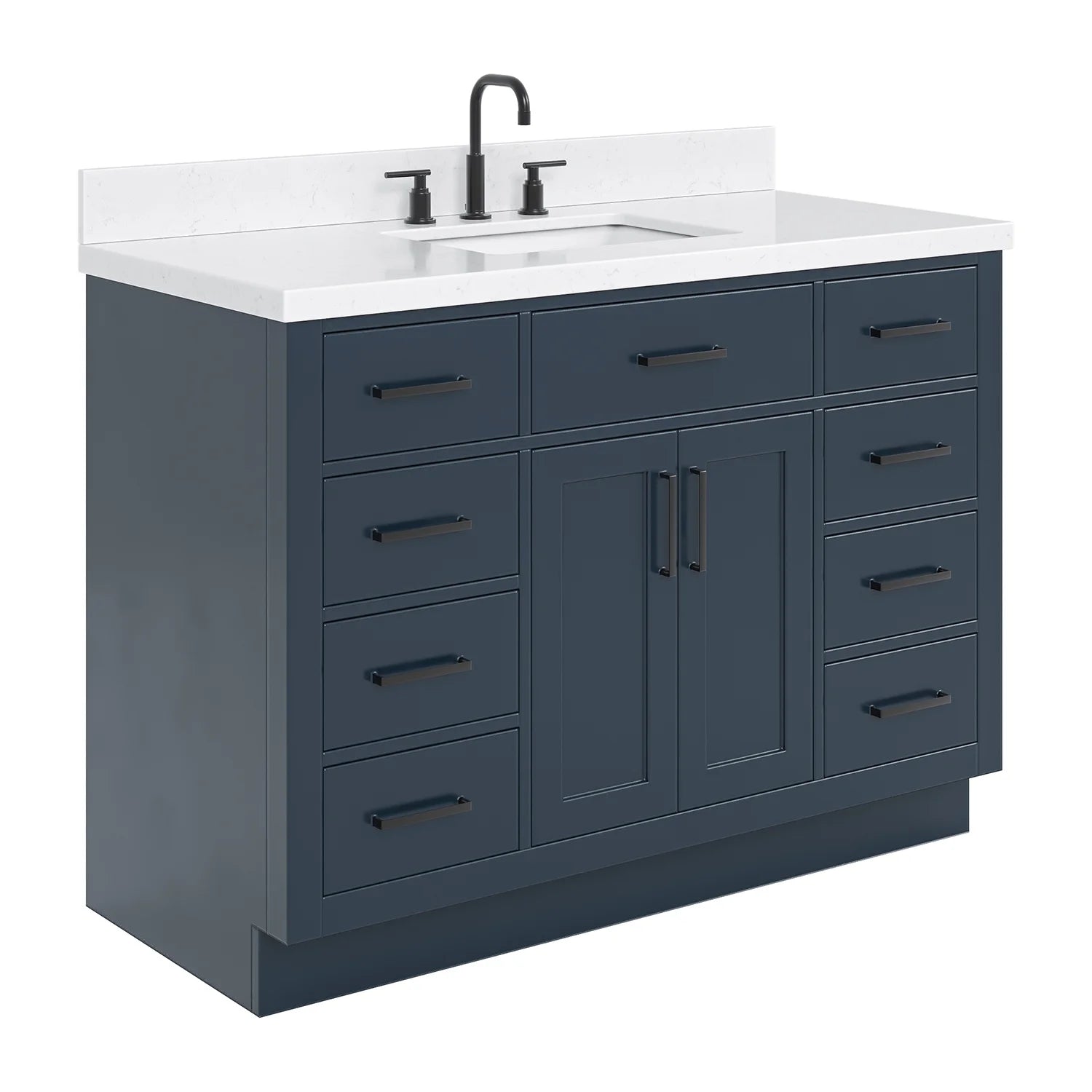 ARIEL Hepburn 48 Inch Rectangle Sink Bathroom Vanity With Carrara White Quartz Countertop 1.5 Edge In Grey