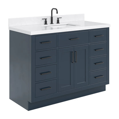 ARIEL Hepburn 48 Inch Rectangle Sink Bathroom Vanity With Carrara White Quartz Countertop 1.5 Edge In Grey