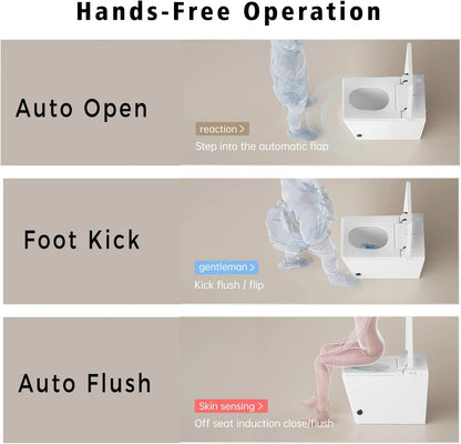 WinZo Square Smart Toilet with Tank Built-in,Square With Auto Flush, Rectagnle Heated Bidet & Drying, Night Light Convenient For Seniors, Luxury Bathroom Or Low Water Pressure Space (Matt Black)