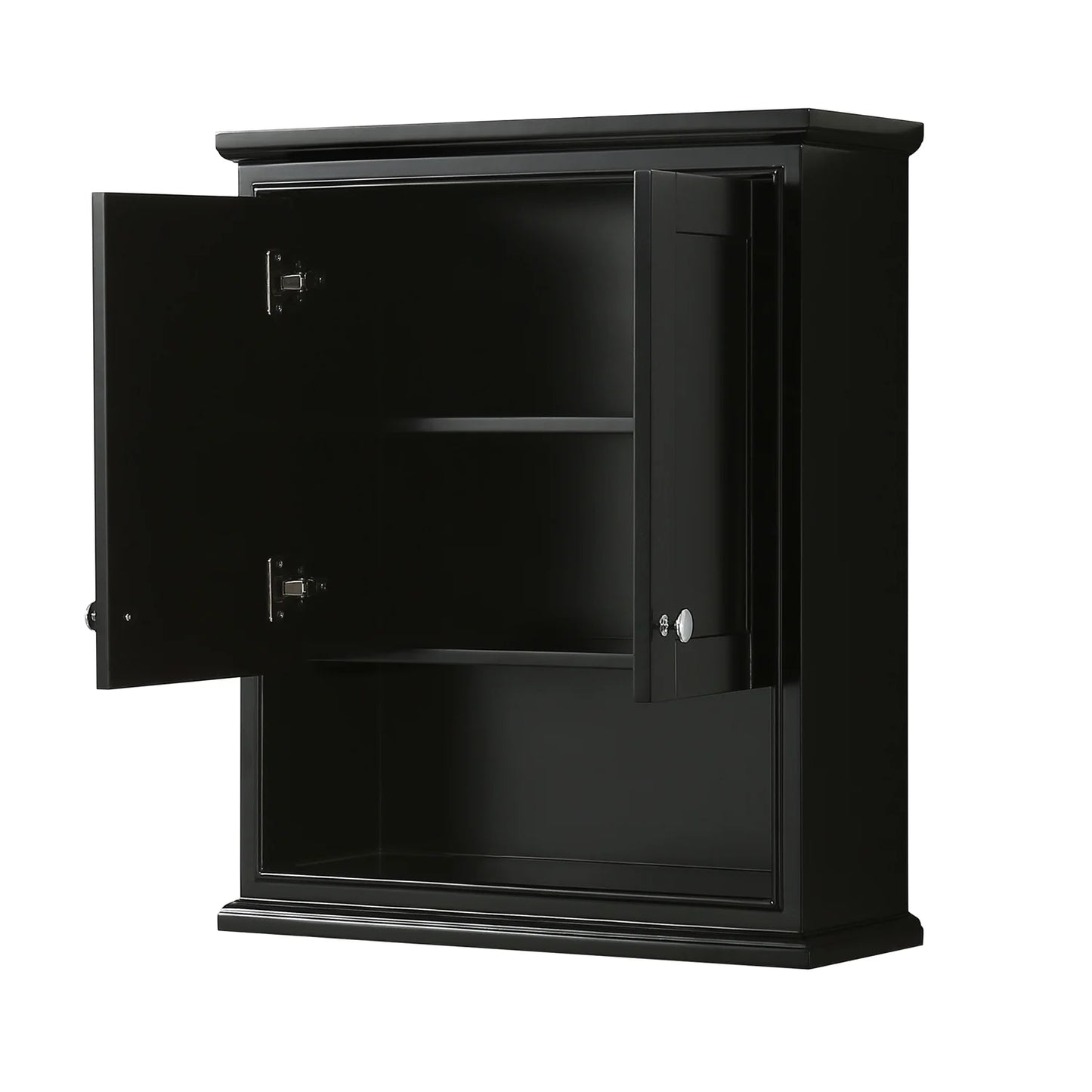 Wyndham Collection Deborah Over-the-Toilet Bathroom Wall-Mounted Storage Cabinet in Dark Gray with Matte Black Trim