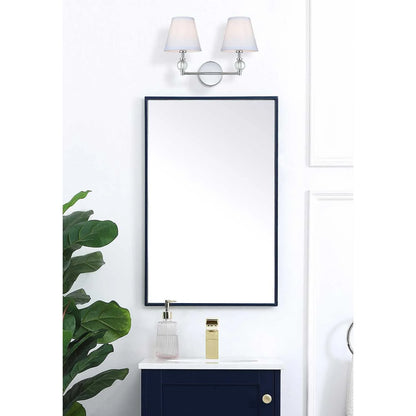 Bethany 2 lights bath sconce in black with white fabric shade