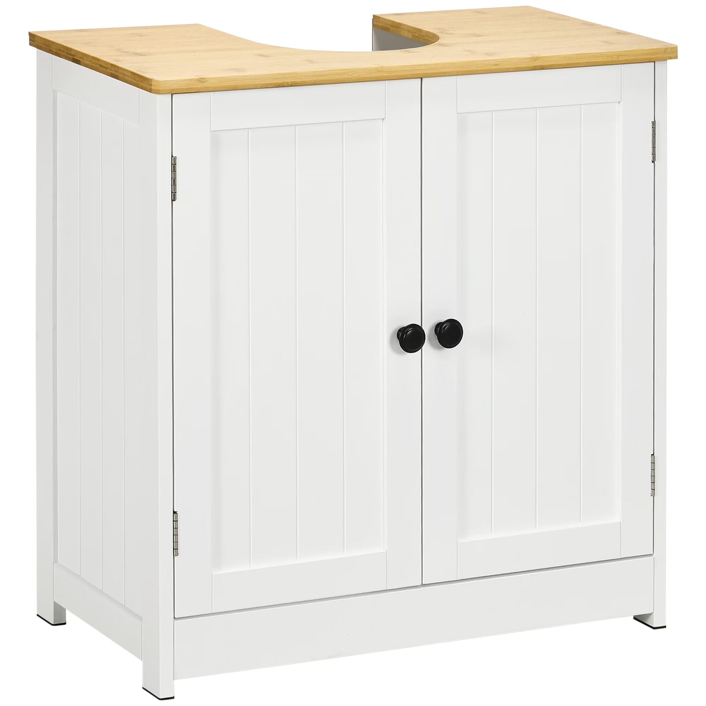Kleankin Modern Bathroom Under Sink Cabinet,Bathroom Vanity for Wall Mount Sink,Storage Cabinet with Double Doors and Adjustable Shelf,White,White Mdf Bath Faucets Bathroom Storage