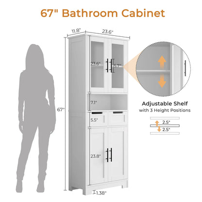 Ktaxon Wooden Bathroom Floor Cabinet with 4 Drawers & 1 Cupboard for Living Room Entryway, White