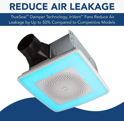 Broan-NuTone SPK110RGBL ChromaComfort Bathroom Exhaust Fan with Sensonic Bluetooth Speaker and LED Light, White